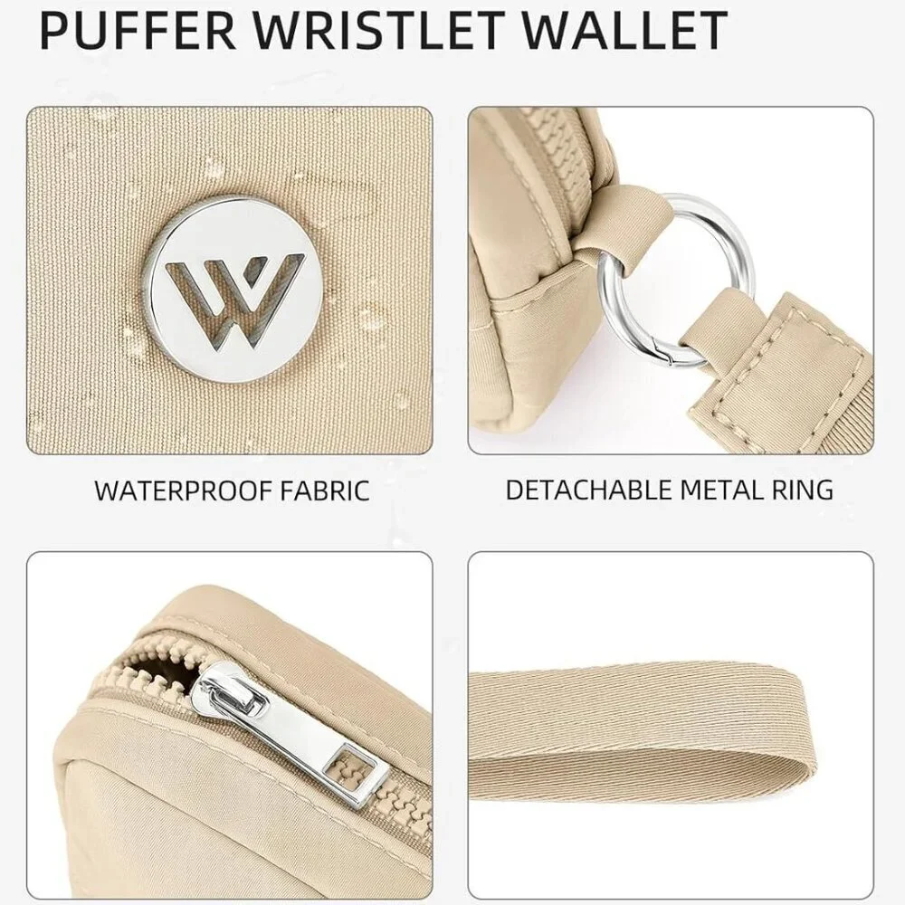 Wristlet Wallets for Women Nylon RFID Quilted Compact Purse for Travel and Daily